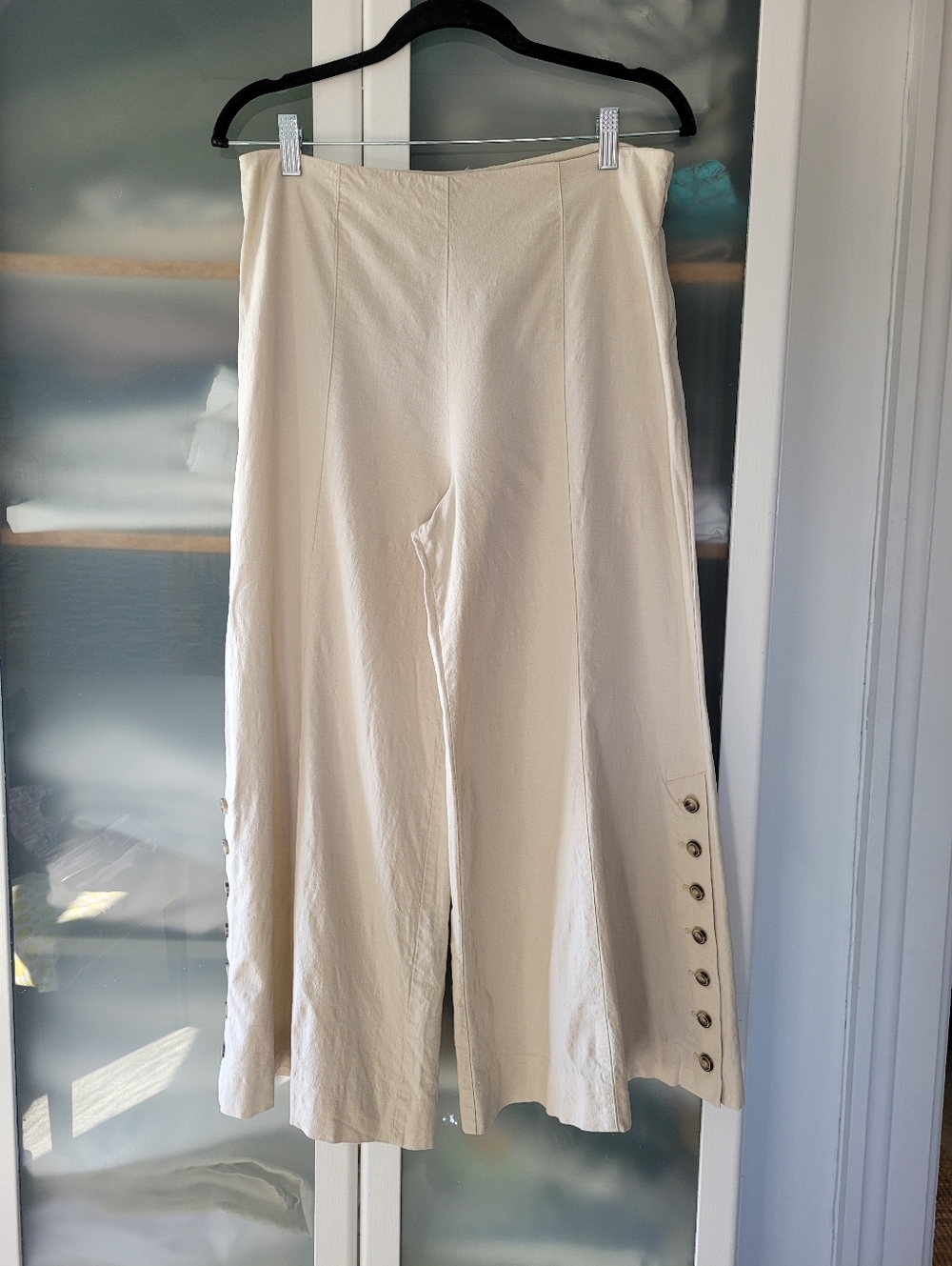 ANTHROPLOGIE SZ 6 LINEN BLEND CROP WIDE LEG ANKLE